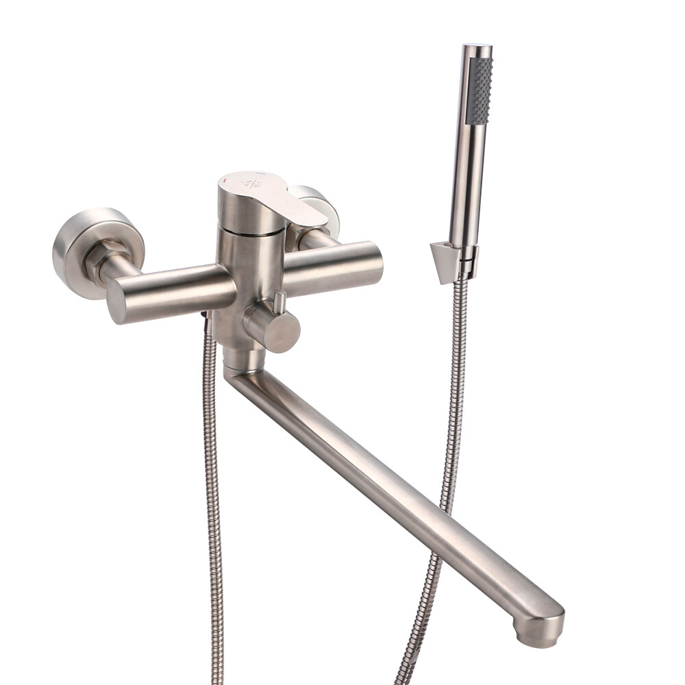 original-6336.jpg Смеситель для ванны РМС SUS124 сталь однорычажный с длинным изливом с лейкой (SUS124-006EP) — изображение 1