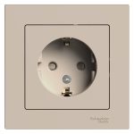 Розетка Systeme Electric AtlasDesign встраиваемая песочная со шторками (ATN001244)