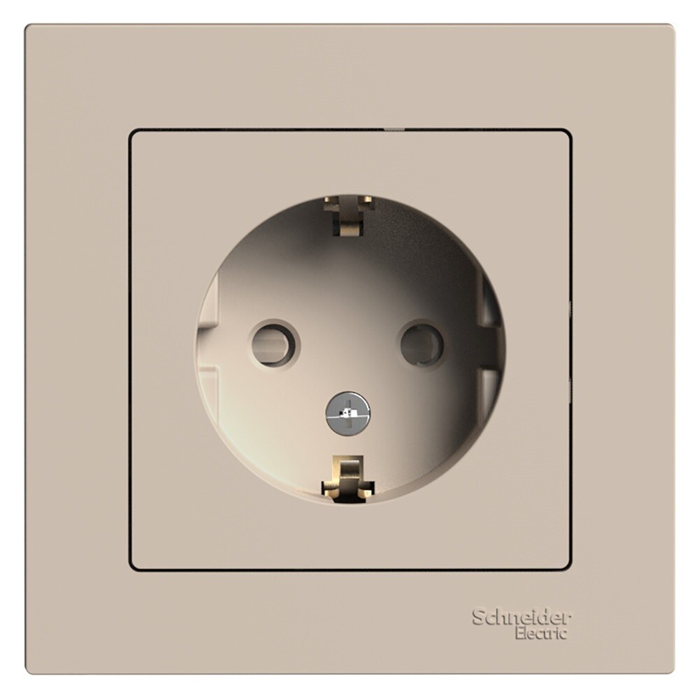 original-6404.jpg Розетка Systeme Electric AtlasDesign встраиваемая песочная со шторками (ATN001244) — изображение 1