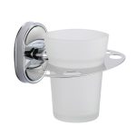 Стакан для ванной РМС с держателем стекло матовый/металл белый (A6020-1)