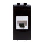 Розетка для кабель-канала компьютерная DKC Brava черная RJ45 1 модуль (77654N)