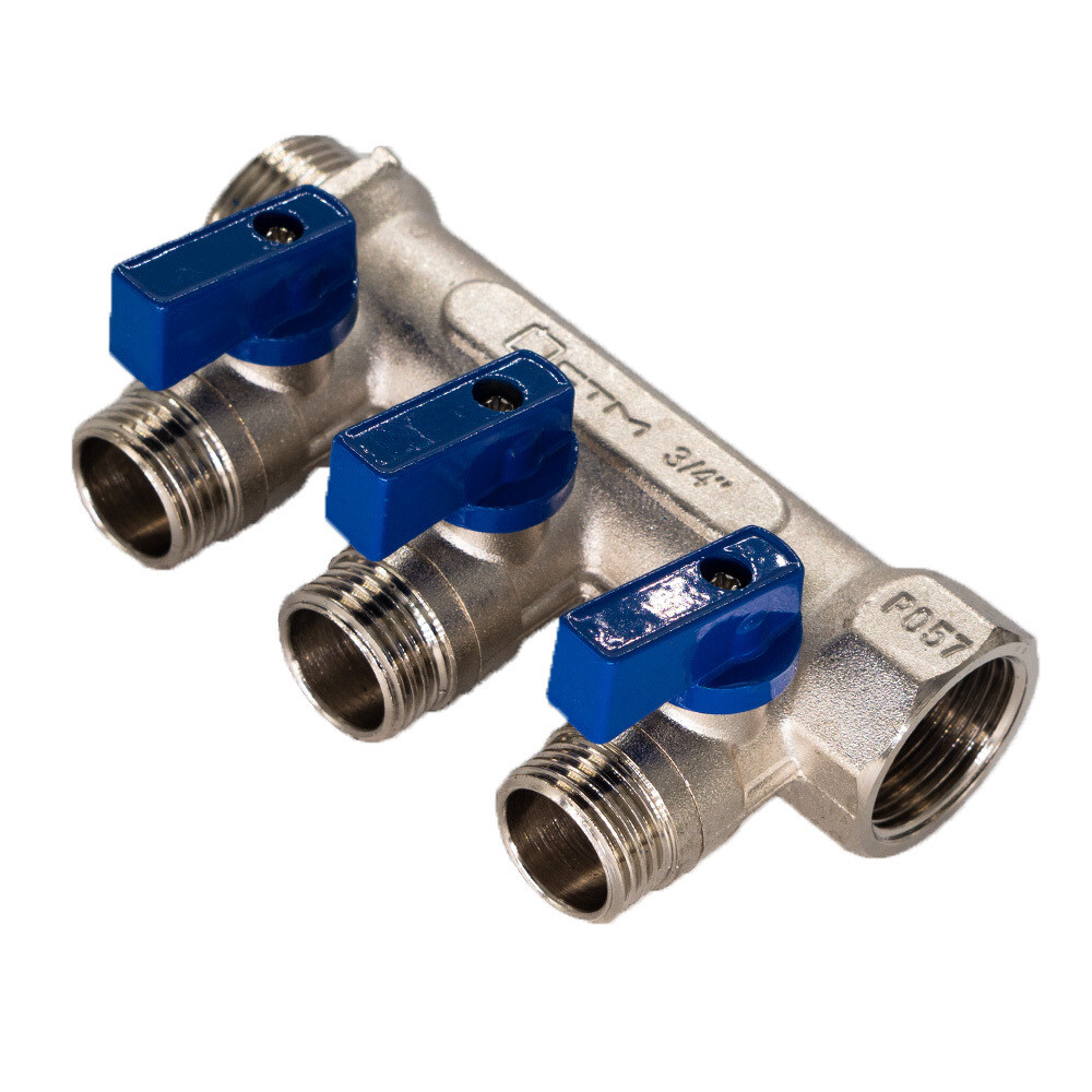 original-8200.jpg Коллектор СТМ 3/4 ВР(г) х 3 выхода 1/2 НР(ш) х 3/4 НР(ш) с шаровыми кранами (C3MB3412) — изображение 1