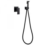 Смеситель с гигиеническим душем встраиваемый Abber Wasserfall со скрытой частью в комплекте черный (AF8625B)