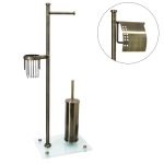 Стойка с бумагодержателем и ершом WasserKraft напольная стекло/металл бронза