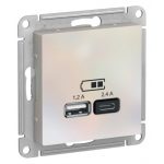 Розетка USB Systeme Electric AtlasDesign встраиваемая жемчуг USB-A/ Type-C (ATN000439)